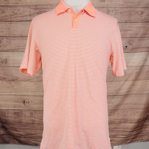 adidas adiPure Polo Shirt Mens Medium Sunglo Tricolor Stripe Golf Stretch CE0629 - Picture 3 of 12